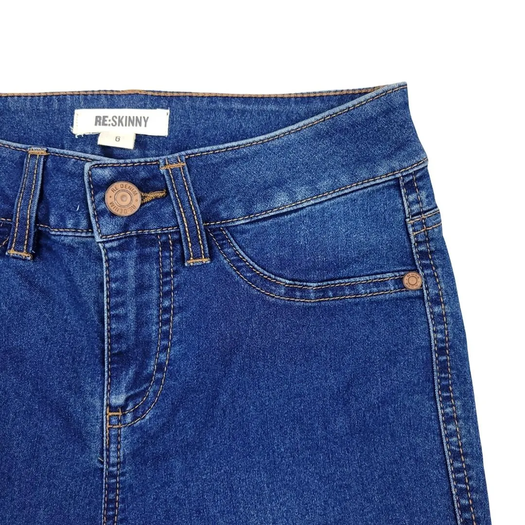 RE:SKINNY WOMEN'S CROPPED JEANS DARK BLUE