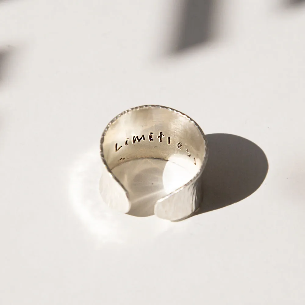 Secret Message Textured Wide-Band Silver Ring - RAW