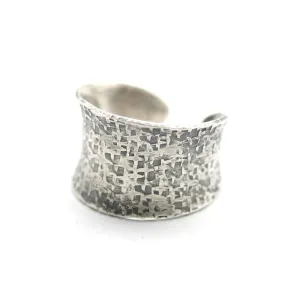 Secret Message Textured Wide-Band Silver Ring - RAW