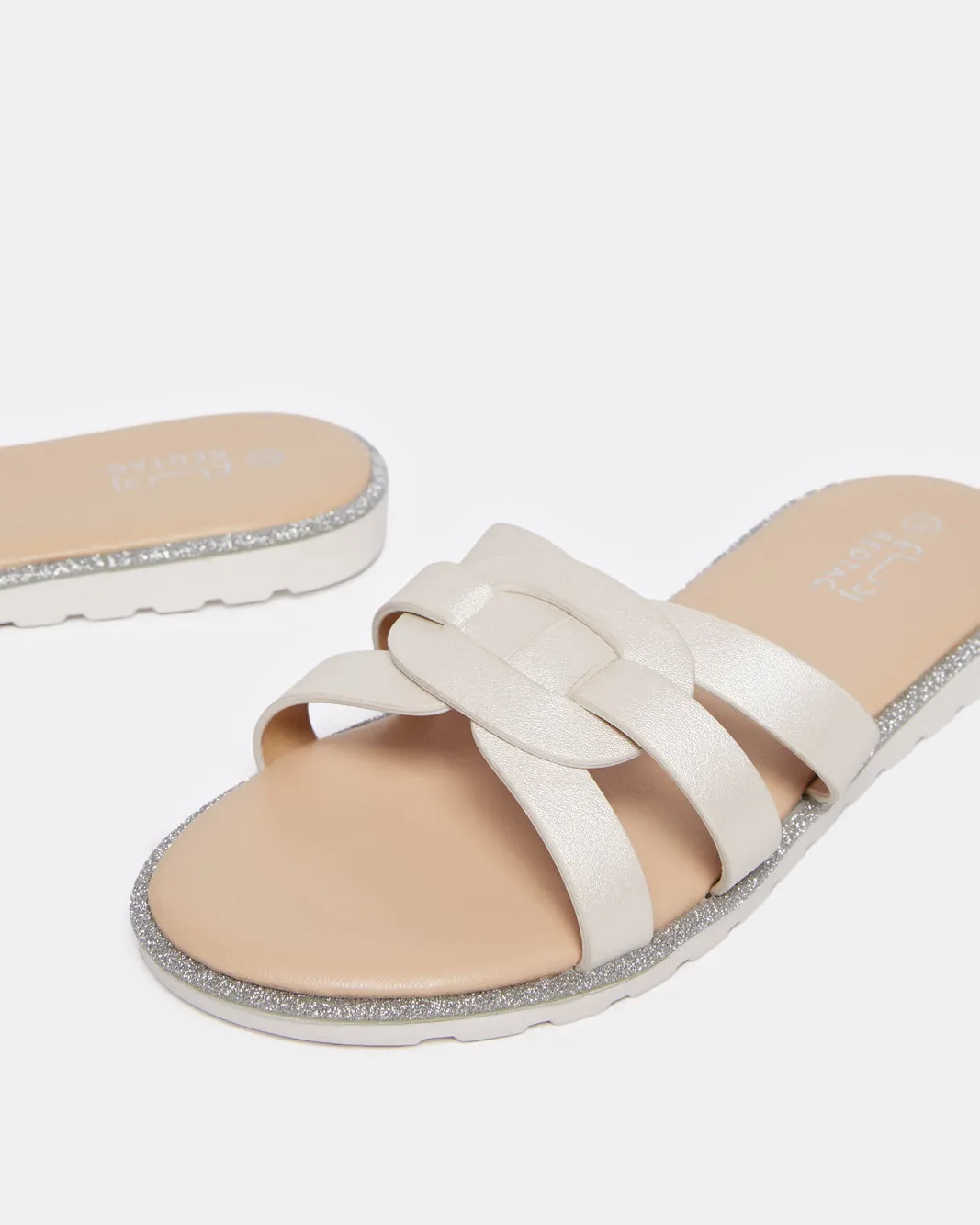 Senior Girls Cream Strap Mule