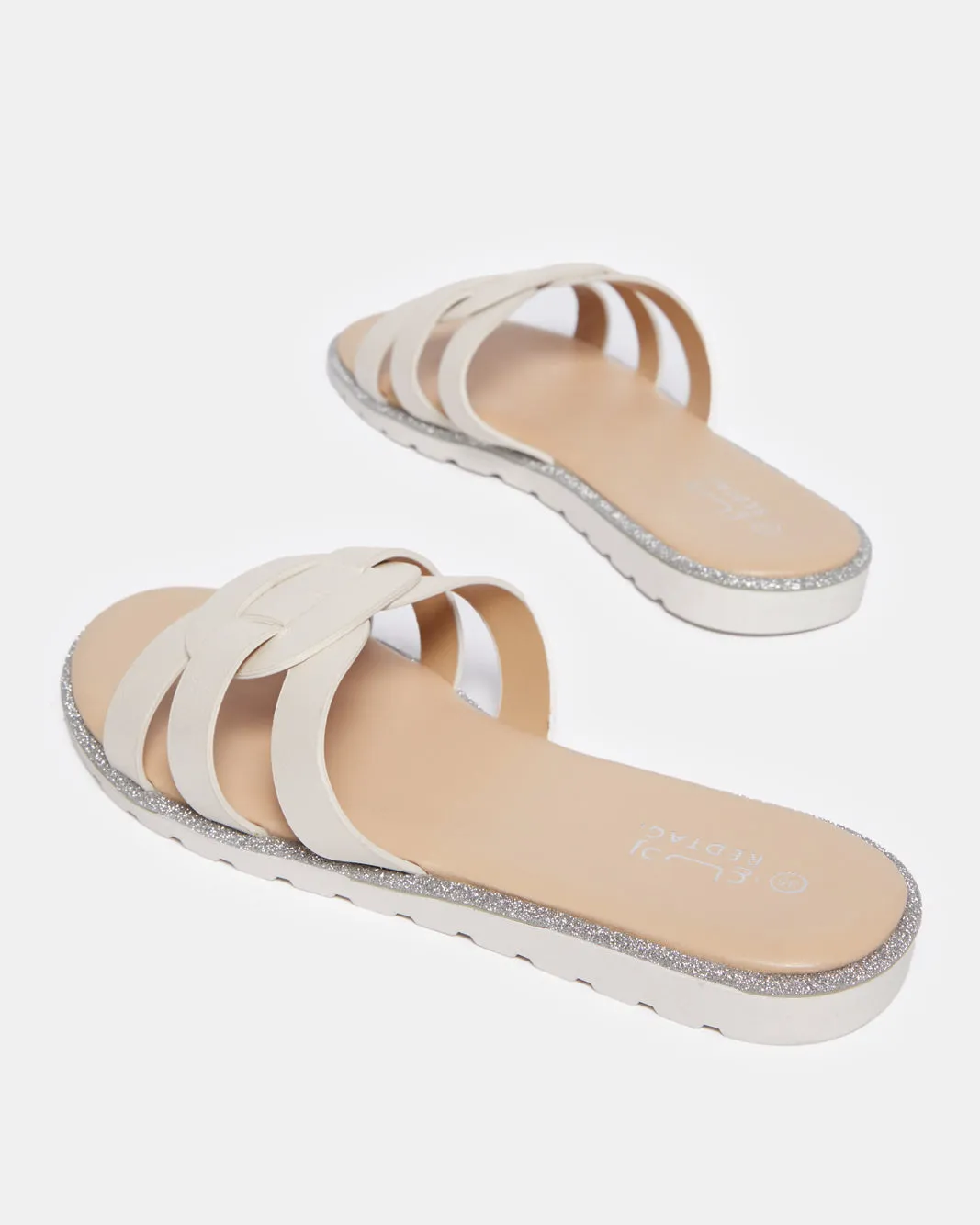 Senior Girls Cream Strap Mule