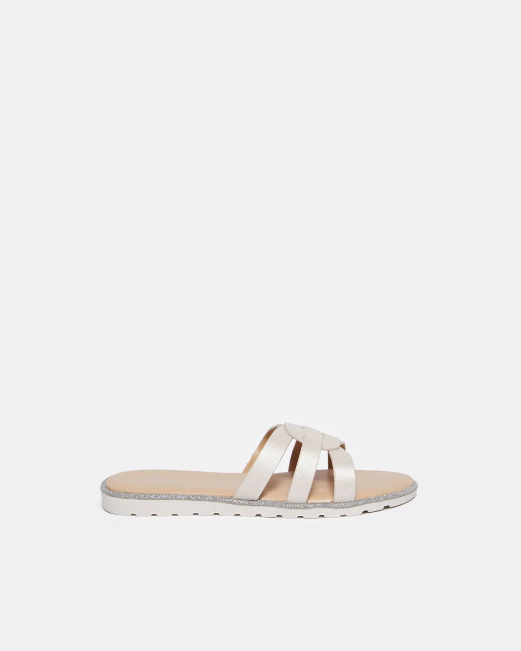 Senior Girls Cream Strap Mule