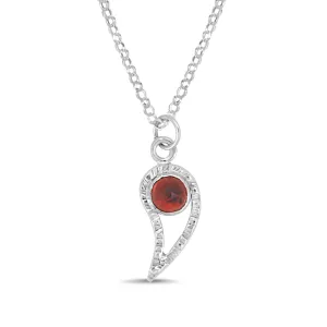 Silver Paisley and Garnet Necklace