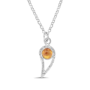 Silver Paisley and Spessartine Garnet Necklace