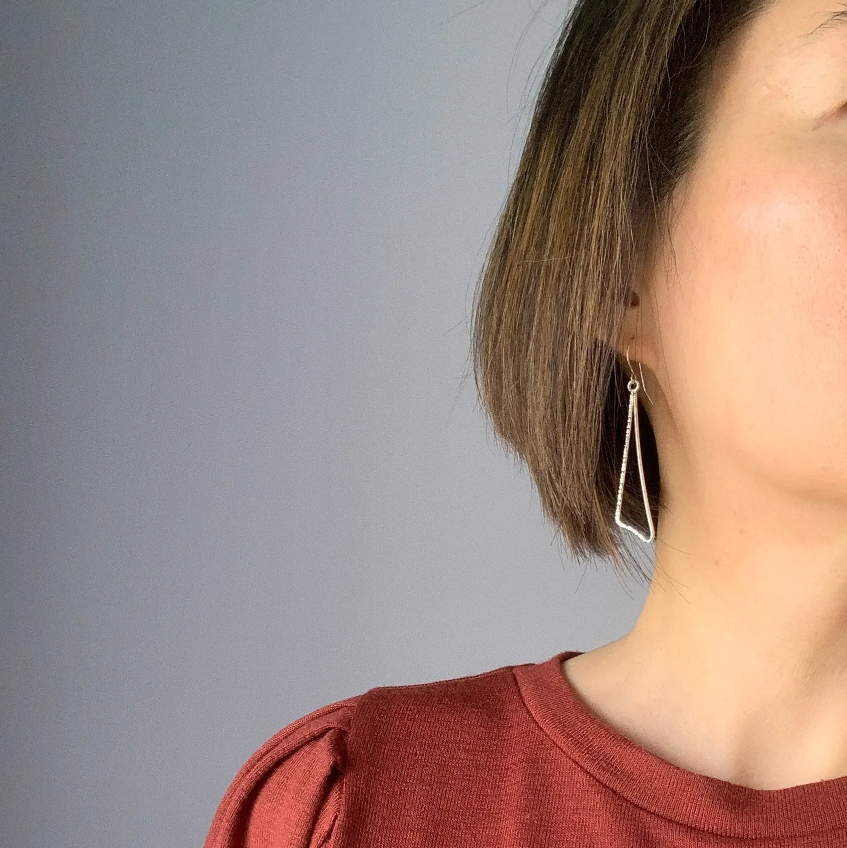 Silver Triangle Dangle Earrings Large - BREEZE