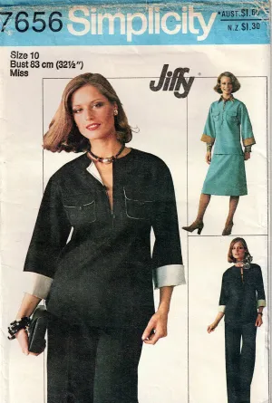 Simplicity 7656 Womens Caftan Top Skirt Pants 1970s Vintage Sewing Pattern Size 10 or 16