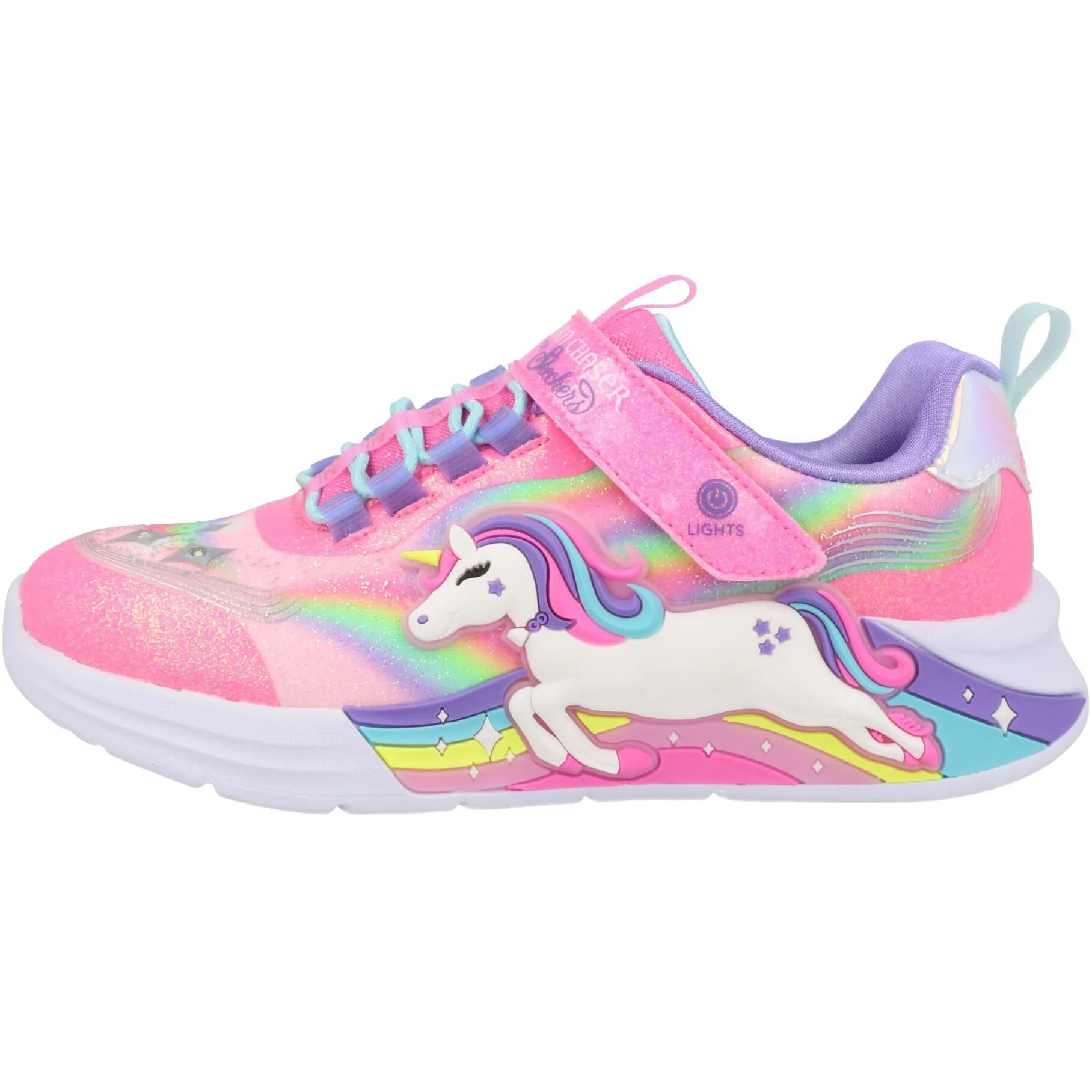 Skechers S Lights Unicorn Chaser Pink Trainers