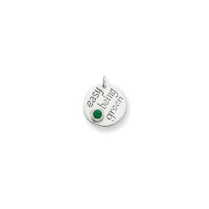 Sterling Silver Easy Being Green CZ Charm