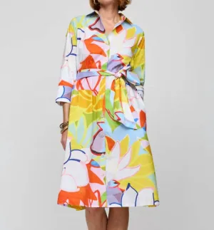 Tamron 3/4 Sleeve Dress In Lotus Print