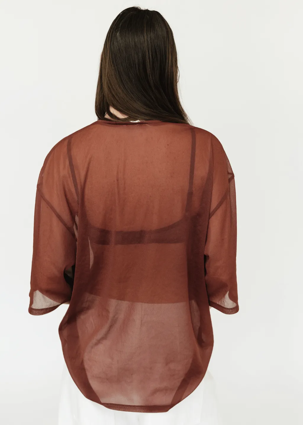 Tibi Sheer Gauze Easy T in Cinnamon