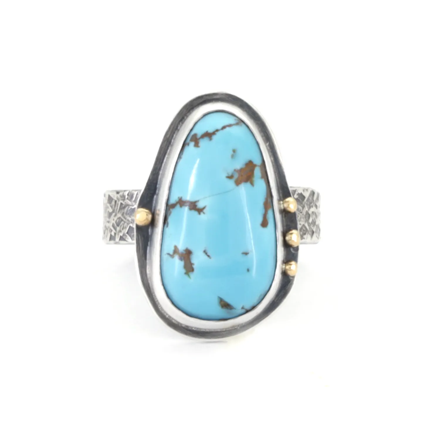 Turquoise Ring in Sterling Silver with 18k Gold Accents