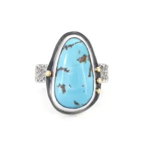 Turquoise Ring in Sterling Silver with 18k Gold Accents
