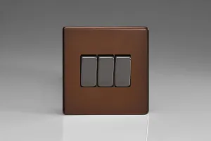 Varilight Flat Plate Mocha 3 Gang Light Switch XDM3S