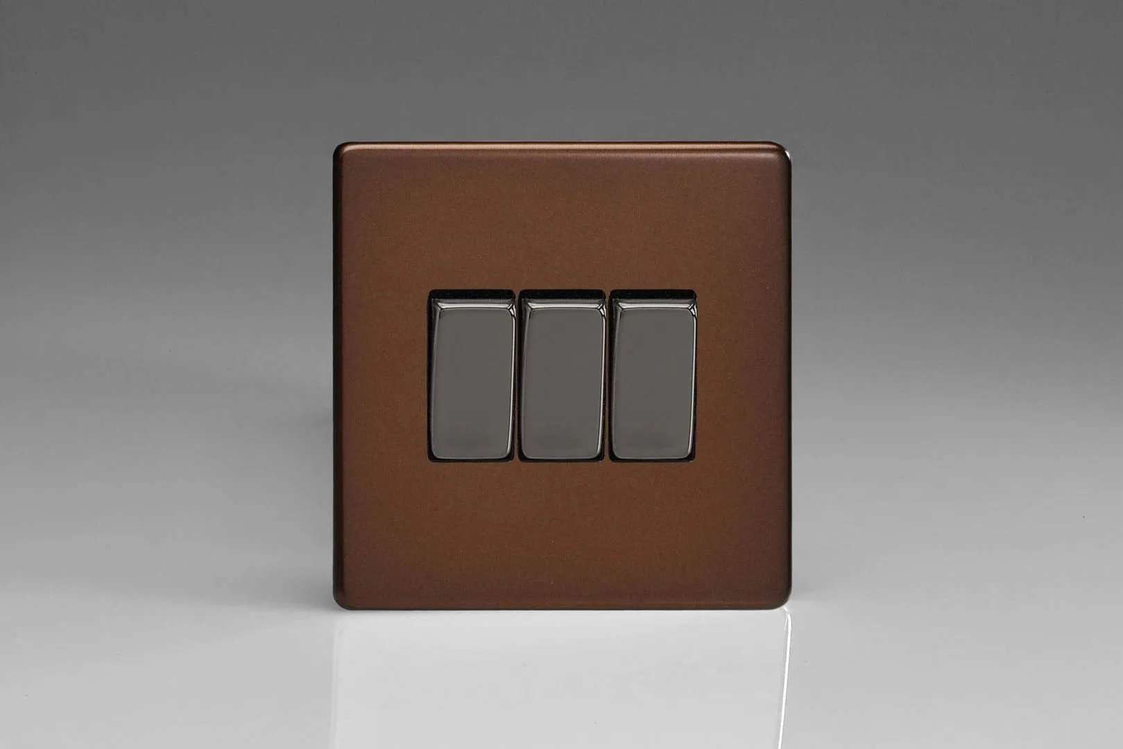 Varilight Flat Plate Mocha 3 Gang Light Switch XDM3S