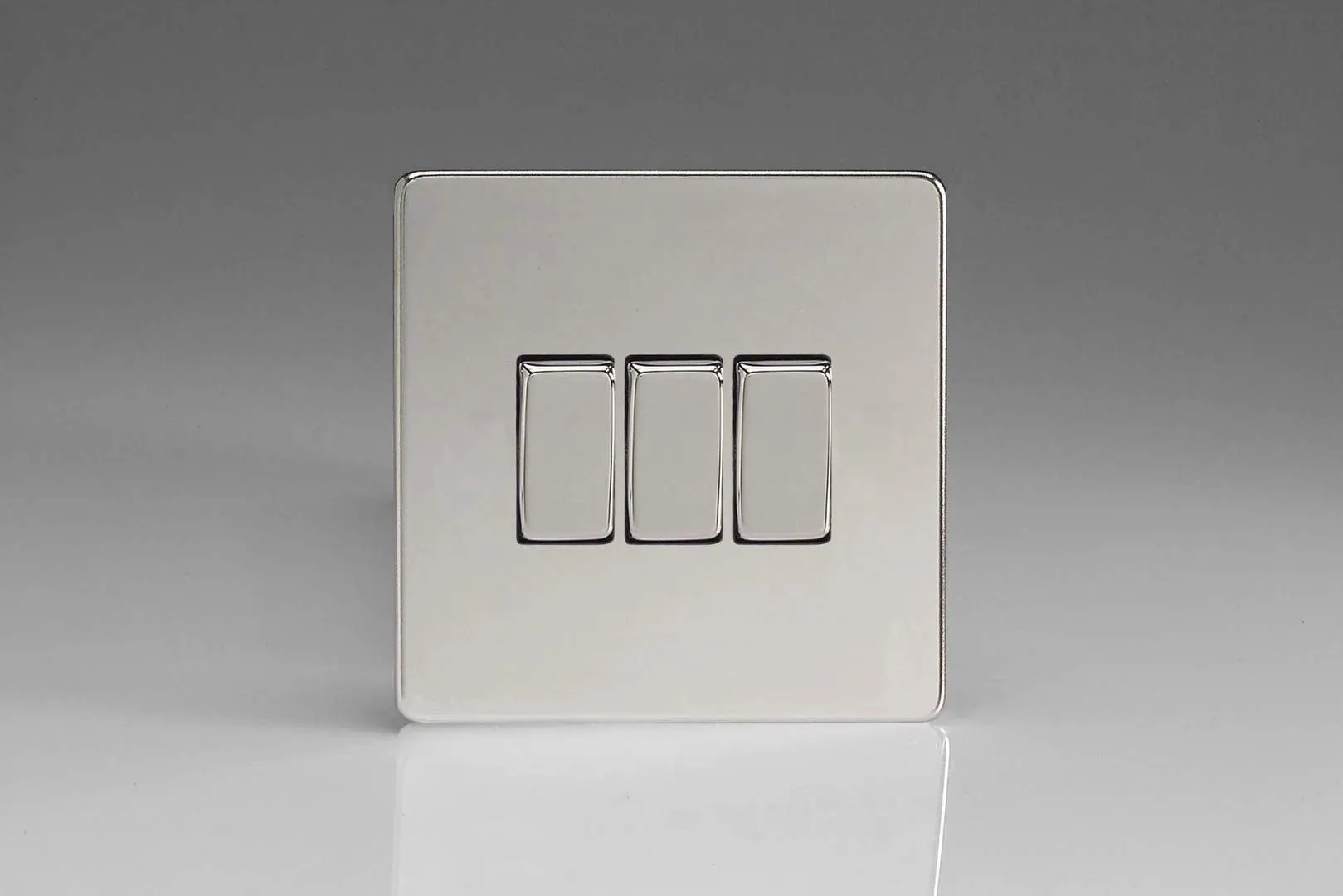Varilight XDC3S Light Switch Polished Chrome 3-Gang 10A 1- or 2-Way Rocker Switch