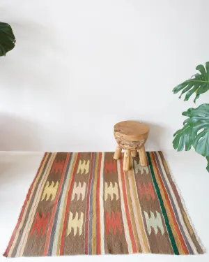 Vintage Aegean Kilim Rug 4'4"x4'5"