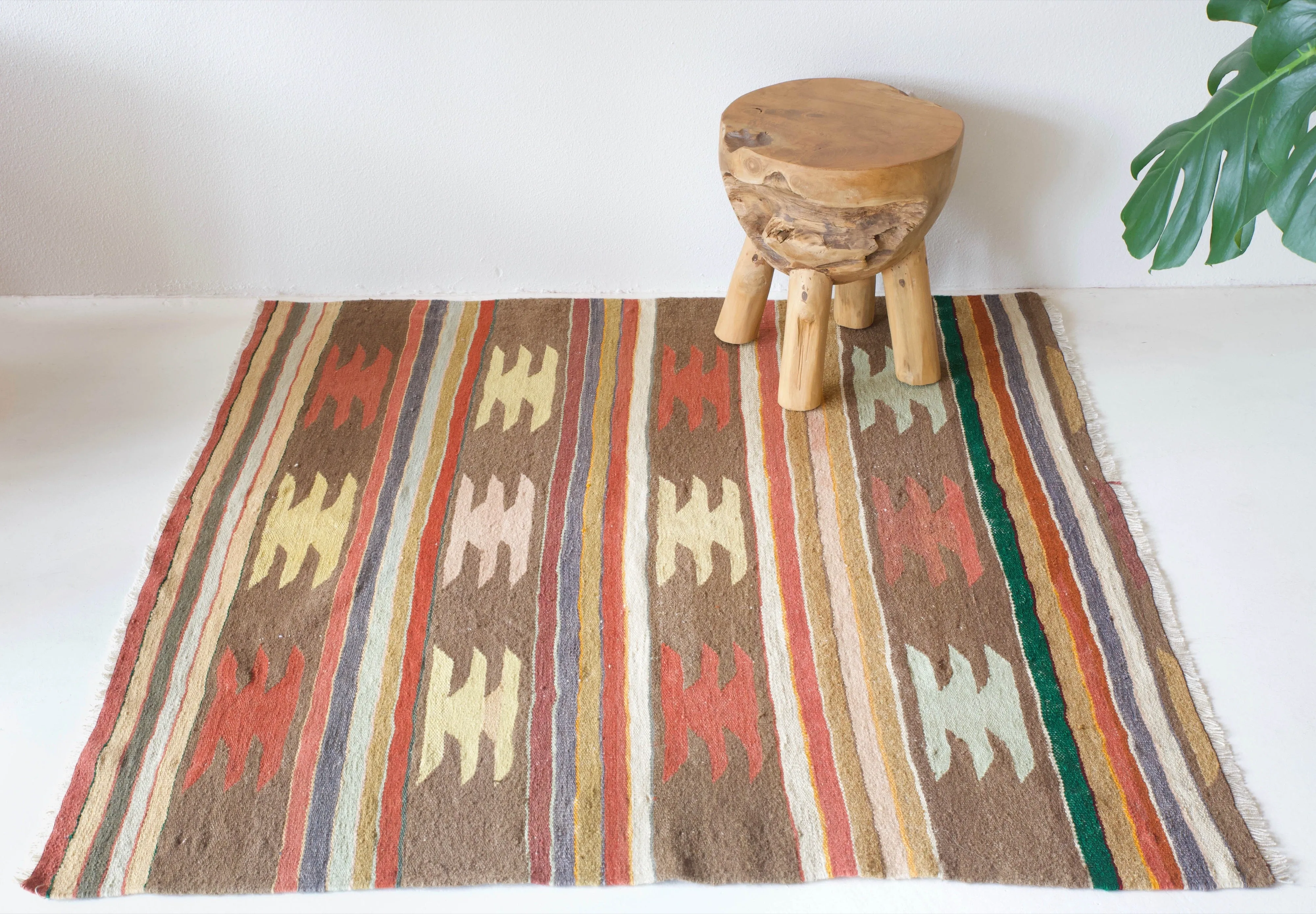 Vintage Aegean Kilim Rug 4'4"x4'5"