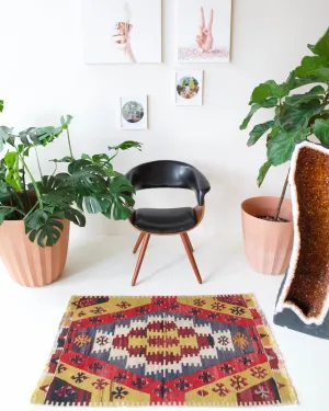 Vintage Mini Turkish Kilim Rug 2'9"x4'2"
