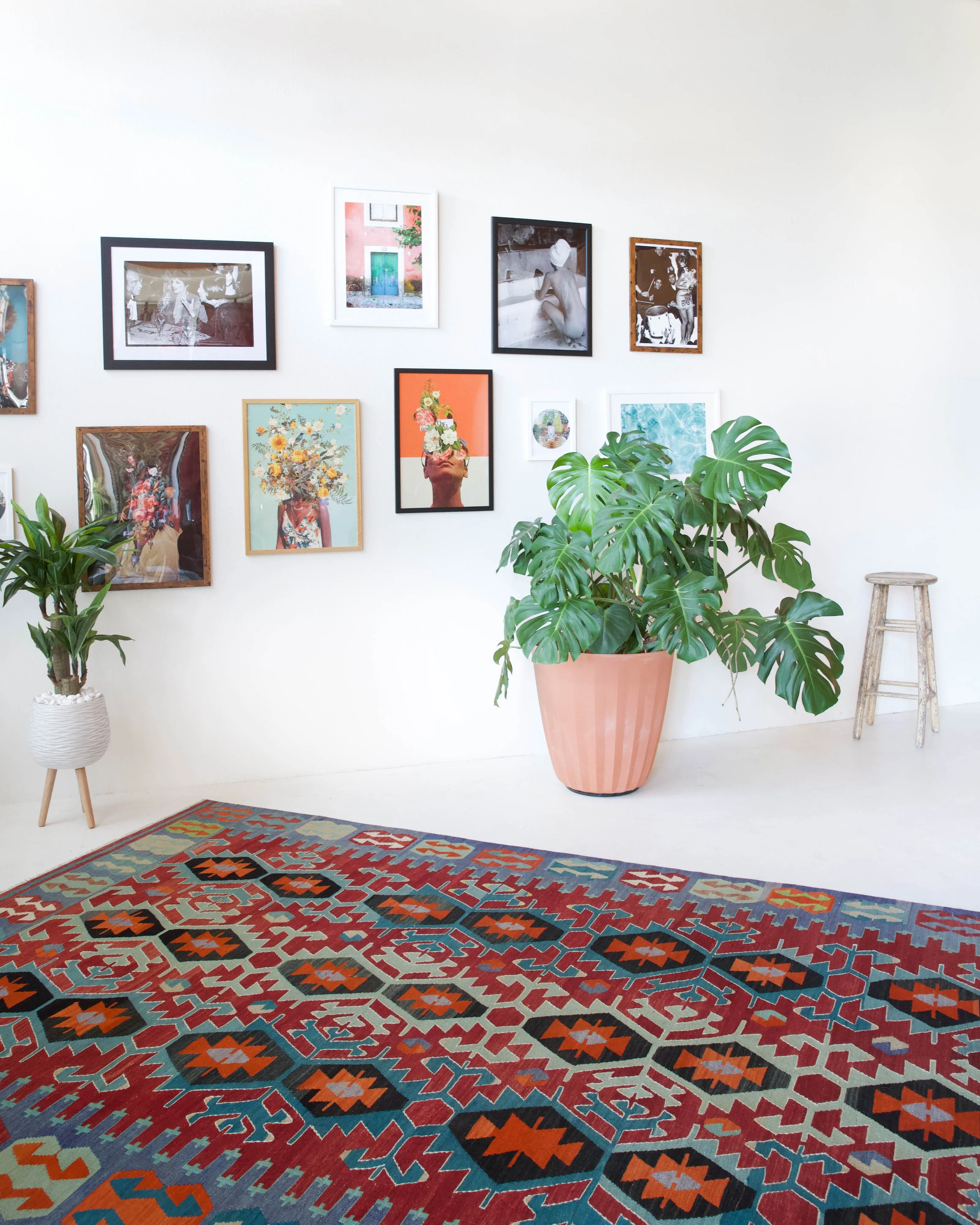 Vintage Oushak Esme Kilim Rug 6'8"x11'4"