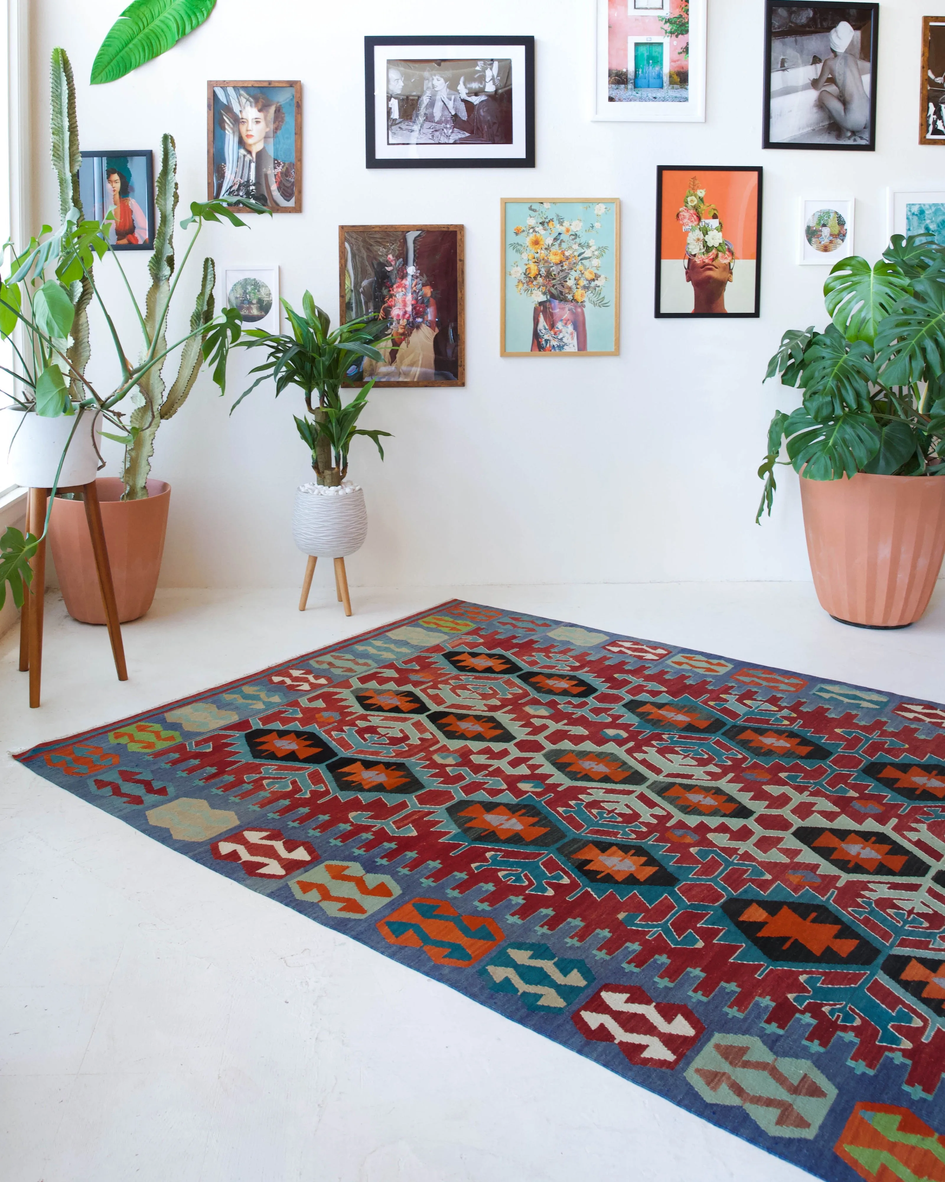 Vintage Oushak Esme Kilim Rug 6'8"x11'4"