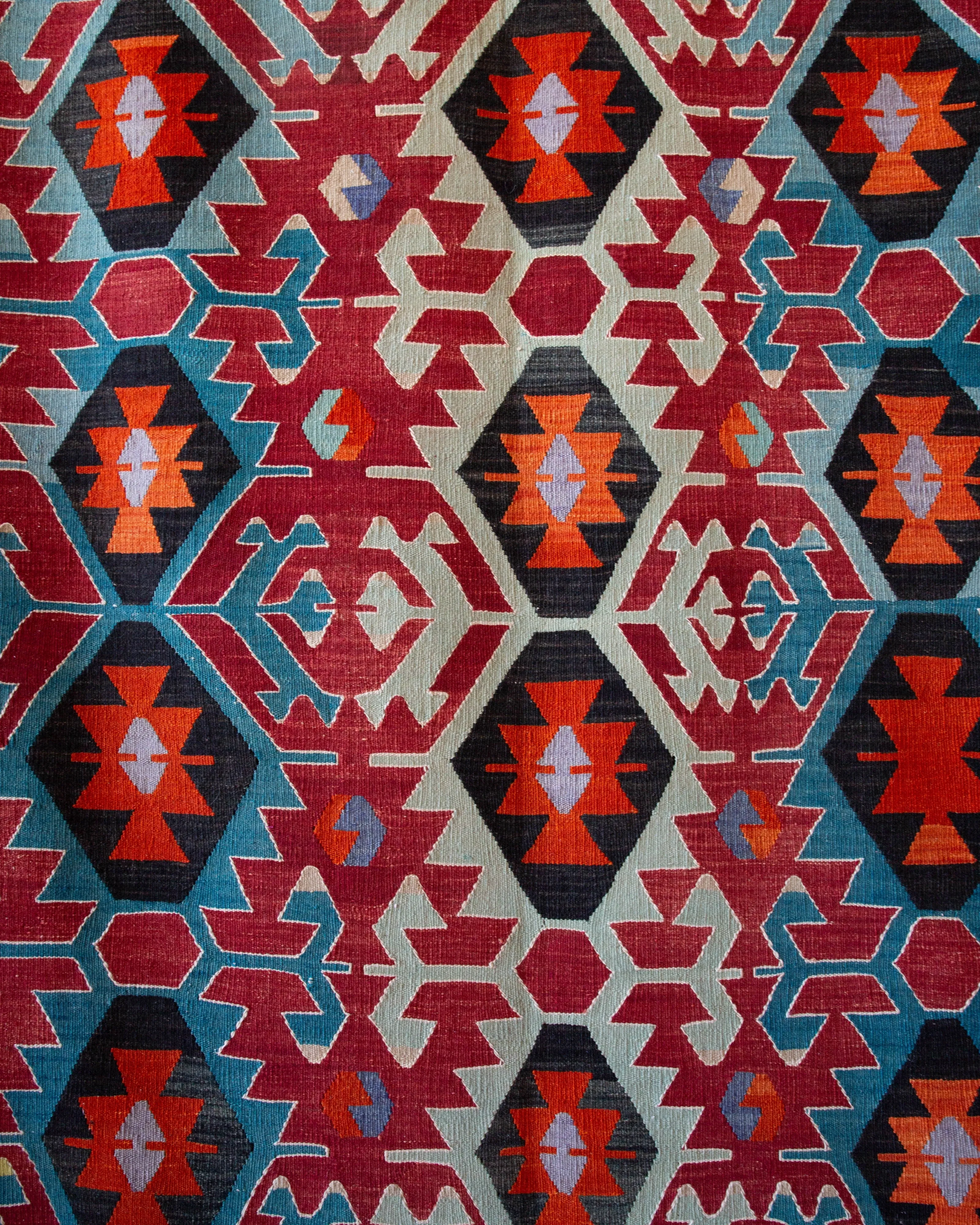 Vintage Oushak Esme Kilim Rug 6'8"x11'4"