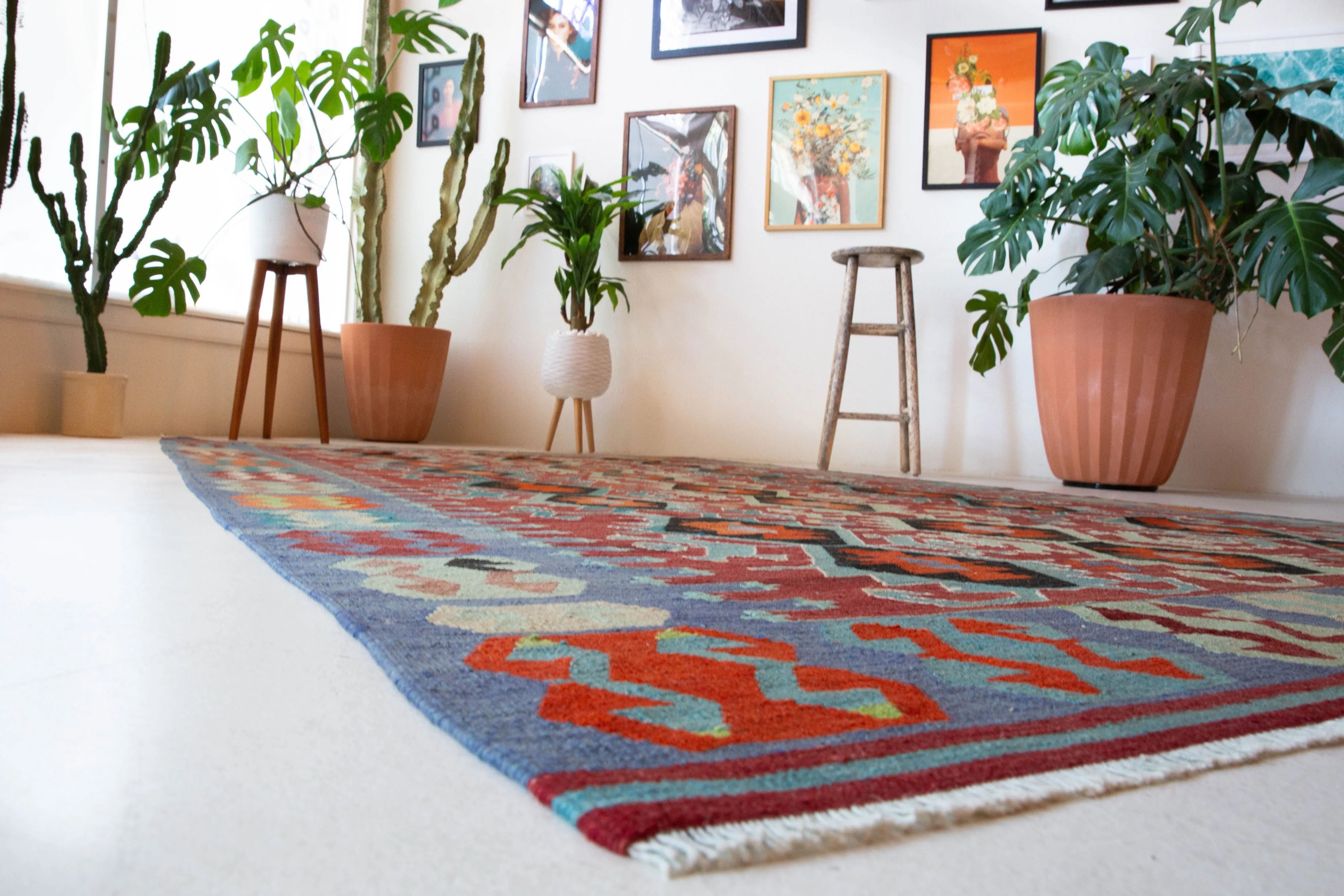 Vintage Oushak Esme Kilim Rug 6'8"x11'4"