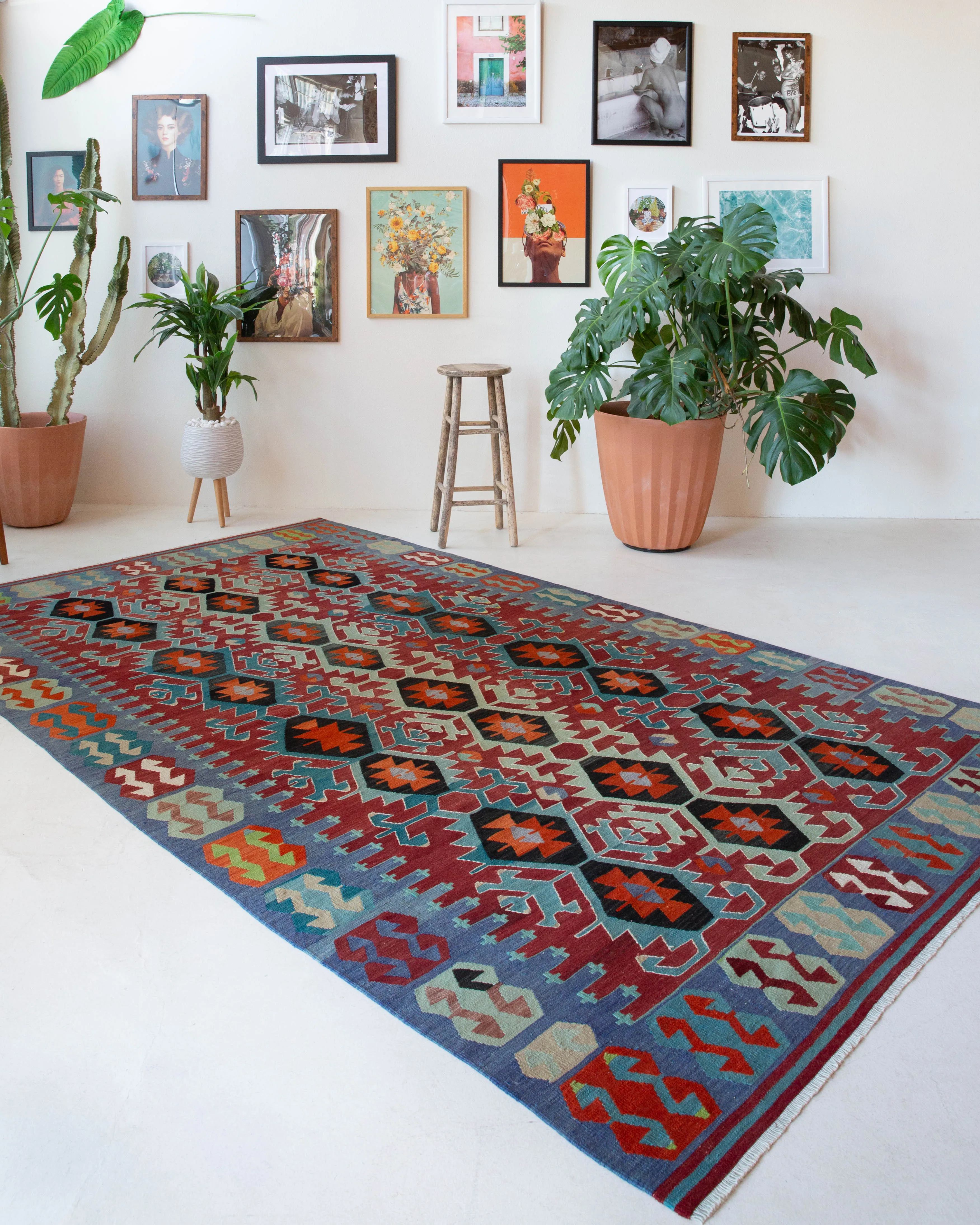 Vintage Oushak Esme Kilim Rug 6'8"x11'4"