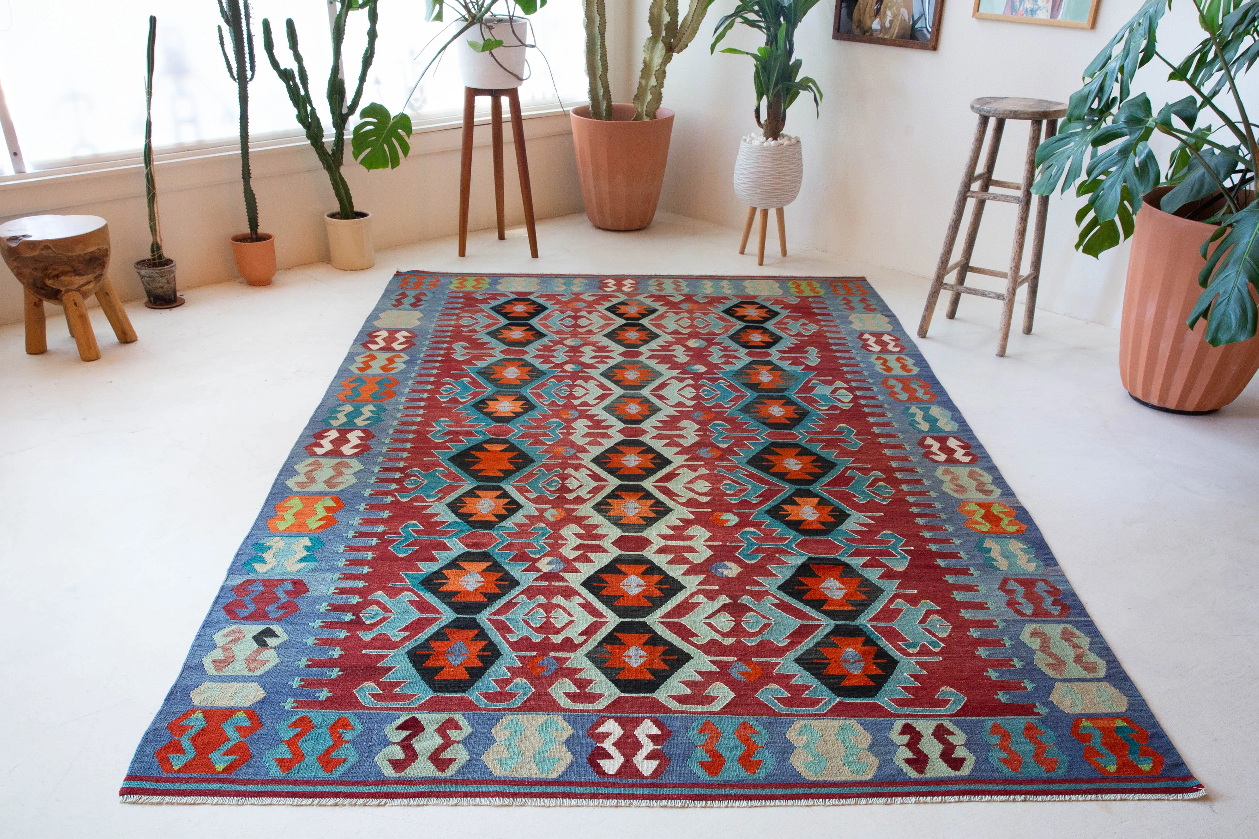 Vintage Oushak Esme Kilim Rug 6'8"x11'4"