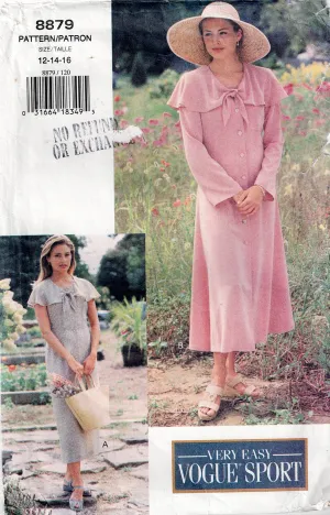 Vogue Sport 8879 EASY Womens Dress with Attached Capelet 1990s Vintage Sewing Pattern Size 12 - 16 UNCUT Factory Folded