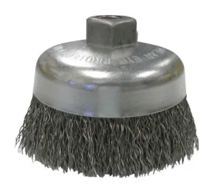 Weiler® Vortec Pro Crimped Wire Cup Brush, 4" Dia, 5/8-11, 0.02" Carbon Steel, Display, 36036