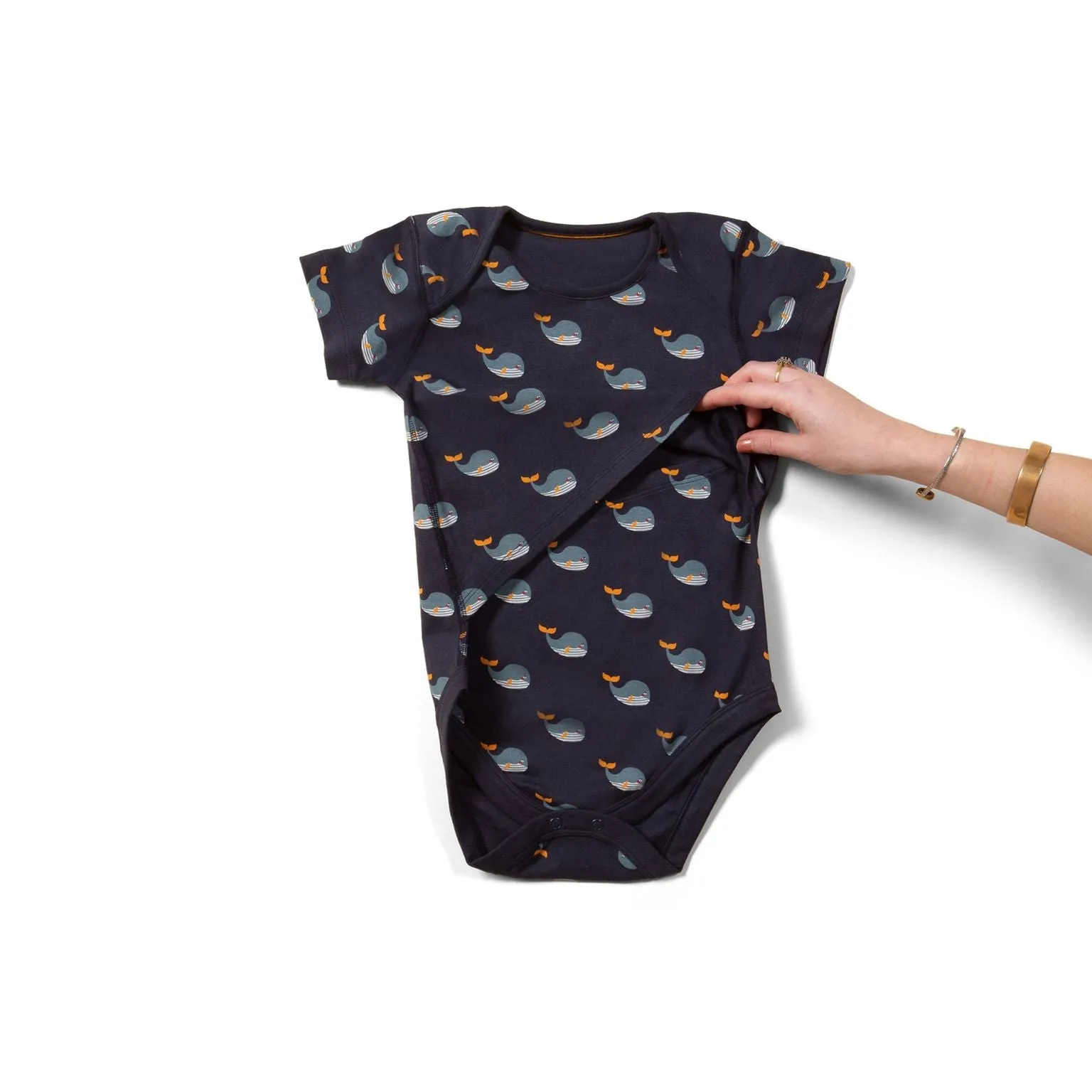 Whale Song Easy Feeding Adaptive Onesie