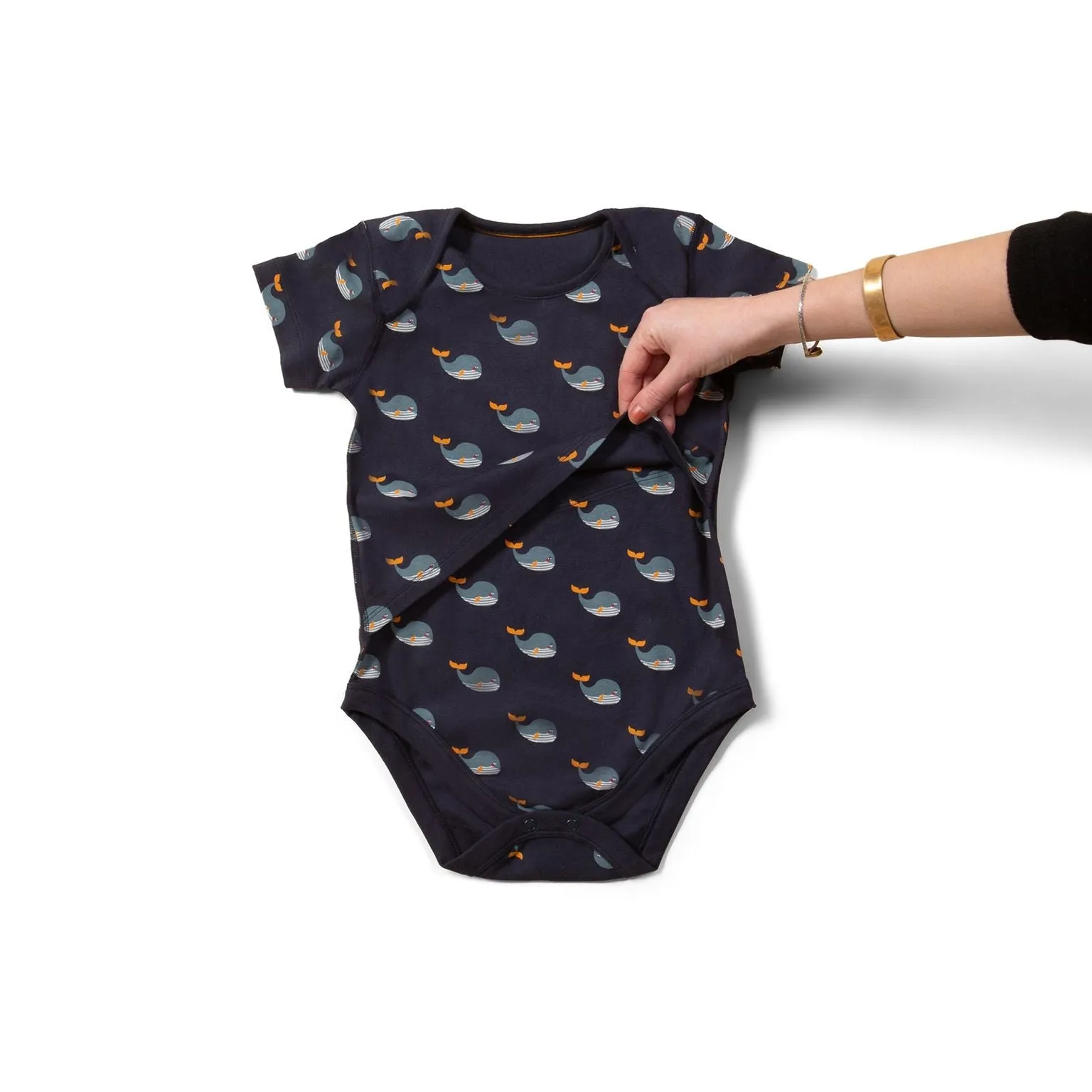 Whale Song Easy Feeding Adaptive Onesie